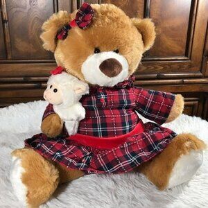 NWOT Brooks Brothers Holiday Plaid Bear w/a Little Lamb Plush Stuffed Bear